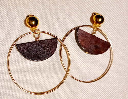 Handmade Natural Wooden Hoop Clip On Earrings Kargo Fresh