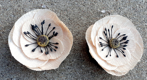 Handmade Paper Flower and Wood Earrings Kargo Fresh