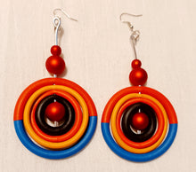 Load image into Gallery viewer, Handmade Pop Art Foam And Wood Dangle Earrings and necklace set Kargo Fresh
