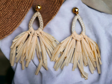 Load image into Gallery viewer, Handmade Raffia fan Clip On Earrings large Kargo Fresh
