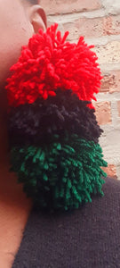 Handmade Red Black and Green Pom Pom Earrings Kargo Fresh
