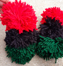 Load image into Gallery viewer, Handmade Red Black and Green Pom Pom Earrings Kargo Fresh
