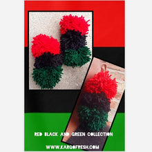 Load image into Gallery viewer, Handmade Red Black and Green Pom Pom Earrings Kargo Fresh
