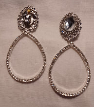 Load image into Gallery viewer, Handmade Rhinestone  Clip on Hoop Earrings 3 inch Kargo Fresh
