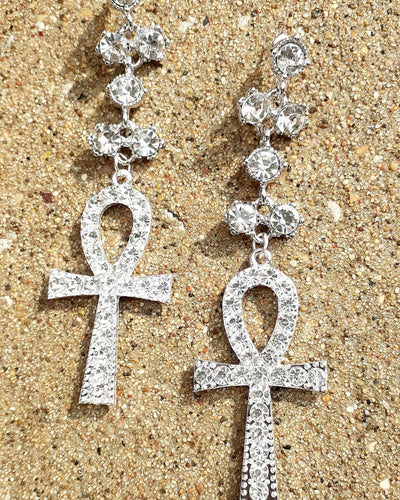 Handmade Rhinestone Dangle Ankh Earrings Kargo Fresh