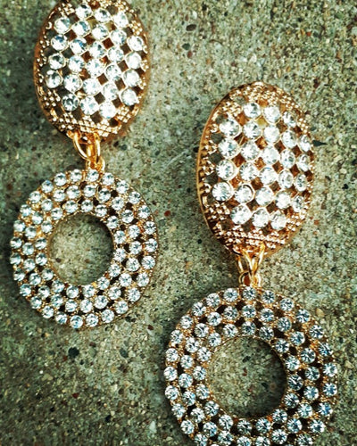 Handmade Rhinestone Hoop Clip on Earrings Kargo Fresh