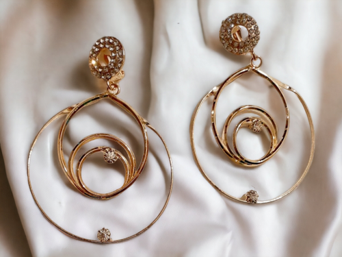 Handmade Rhinestone Hoop clip on Earrings Kargo Fresh