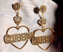 Load image into Gallery viewer, Handmade Rhinestone Queen statement earrings Kargo Fresh
