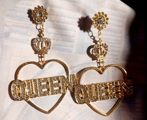 Handmade Rhinestone Queen statement earrings Kargo Fresh