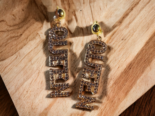 Handmade Rhinestone Queen statement earrings Kargo Fresh
