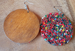 Handmade Seed Bead Wooden Disc Earrings Kargo Fresh