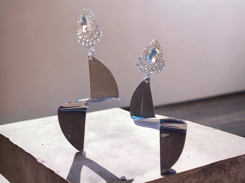 Handmade Silver Abstract design Clip On Earrings Kargo Fresh