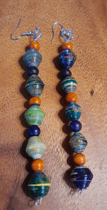 Handmade Ugandan Paper Bead Earrings (5 inch) Kargo Fresh