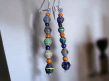 Load image into Gallery viewer, Handmade Ugandan Paper Bead Earrings (5 inch) Kargo Fresh
