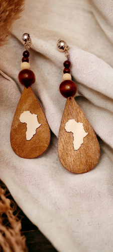 Handmade Unfinished Natural wooden Africa Clip On Earrings Kargo Fresh