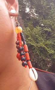 Handmade Wood and Cowrie Shell Earrings Mali Kargo Fresh