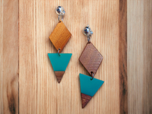 Load image into Gallery viewer, Handmade Wood and acrylic Clip on Earrings Kargo Fresh
