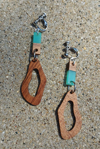 Handmade Wood and acrylic Clip on Earrings Kargo Fresh
