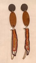 Load image into Gallery viewer, Handmade Wood and chain Clip Earrings Kargo Fresh
