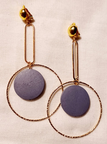 Handmade Wood and metal hoop Clip Earrings Kargo Fresh