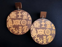 Load image into Gallery viewer, Handmade Wooden Adinkra symbol earrings Kargo Fresh
