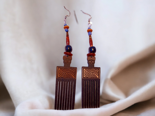 Handmade Wooden Afro Comb Earrings Kargo Fresh