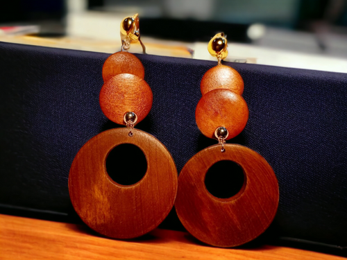 Handmade Wooden Clip Earrings Kargo Fresh