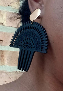 Handmade Wooden Clip On Afro Pick Earrings Kargo Fresh