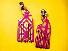 Load image into Gallery viewer, Handmade Wooden Clip On Afro Pick Earrings Kargo Fresh
