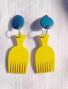 Handmade Wooden Clip On Afro Pick Earrings Kargo Fresh