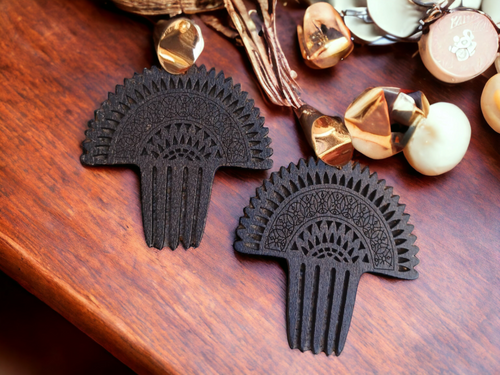 Handmade Wooden Clip On Afro Pick Earrings Kargo Fresh