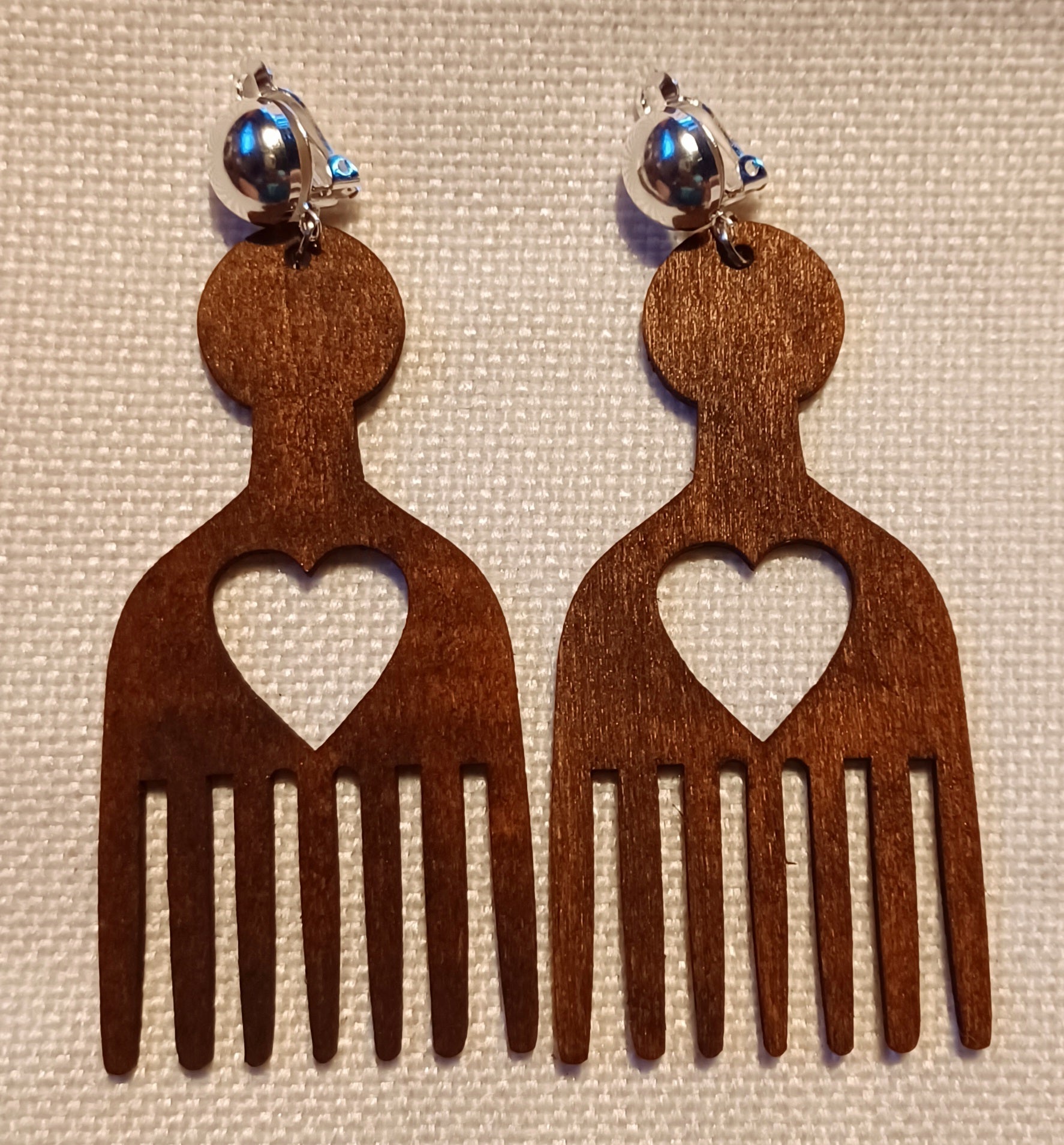 Wooden afro pick on sale earrings