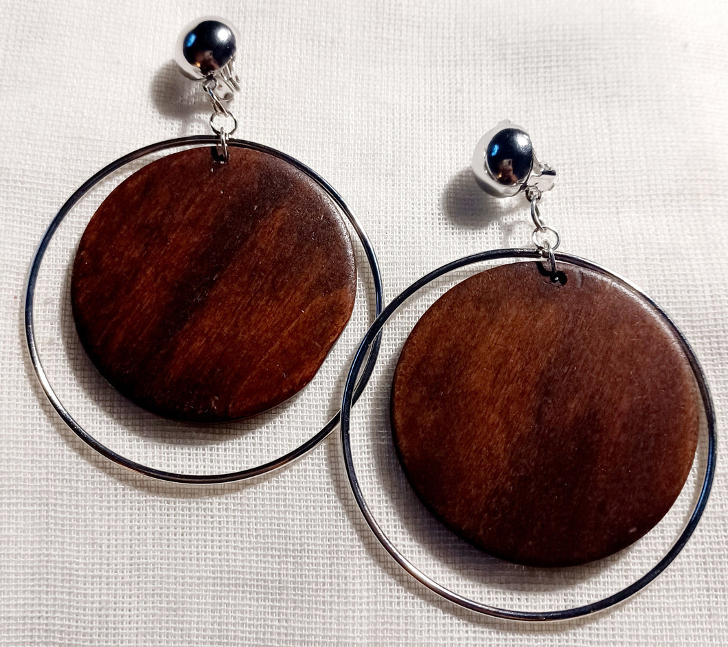 Handmade Wooden Hoop Clip Earrings Kargo Fresh