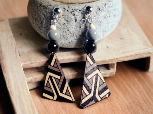 Handmade abstract boho clip on earrings Kargo Fresh