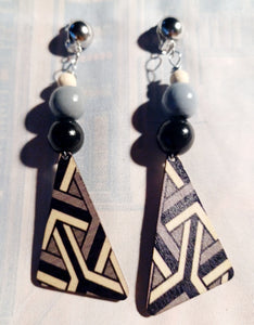 Handmade abstract boho clip on earrings Kargo Fresh