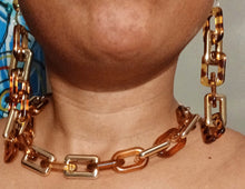 Load image into Gallery viewer, Handmade acrylic chain necklace and clip on earrings Kargo Fresh
