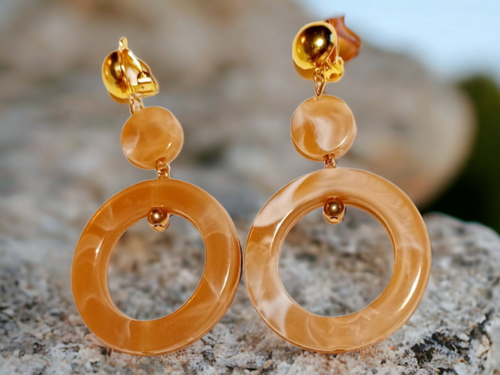 Handmade acrylic dangle clip on earrings Kargo Fresh