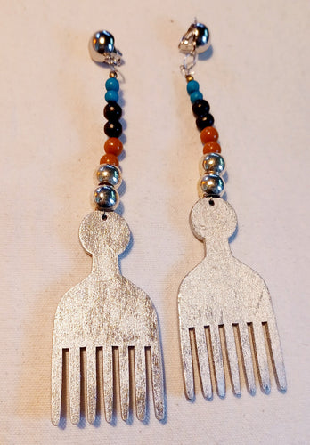 Handmade afro pick clip on earrings Kargo Fresh