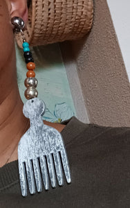 Handmade afro pick clip on earrings Kargo Fresh