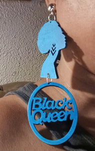 Handmade afrocentric black queen statement clip on earrings Kargo Fresh
