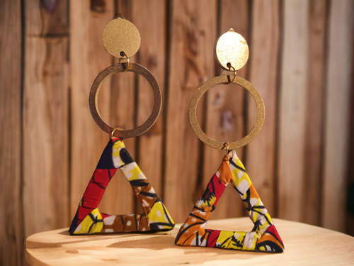 Handmade ankara clip on triangle hoops Kargo Fresh