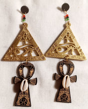 Load image into Gallery viewer, Handmade ankh and eye of horus earrings Kargo Fresh
