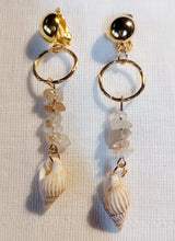 Load image into Gallery viewer, Handmade authentic shell and crystal clip on earrings Kargo Fresh
