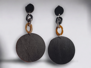 Handmade avant garde clip on acrylic and wood earrings Kargo Fresh