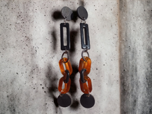 Load image into Gallery viewer, Handmade avant garde clip on acrylic and wood earrings Kargo Fresh
