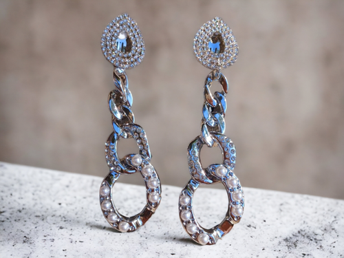 Handmade blingy acrylic chain clip on earrings Kargo Fresh