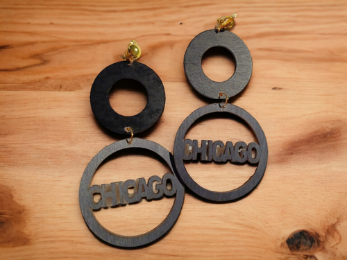 Handmade boho Chicago wood clip on earrings Kargo Fresh