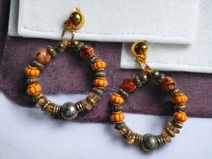 Handmade boho bead clip on hoops Kargo Fresh