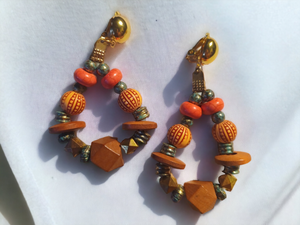 Handmade boho bead clip on hoops Kargo Fresh