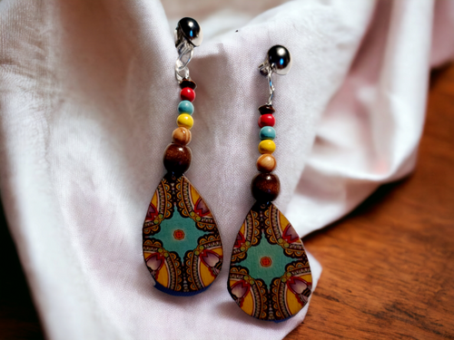 Handmade boho dangle clip on earrings Kargo Fresh